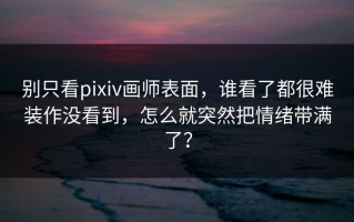 别只看pixiv画师表面，谁看了都很难装作没看到，怎么就突然把情绪带满了？