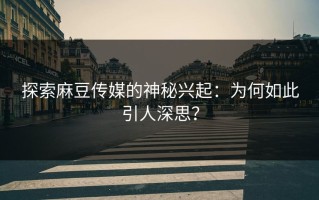 探索麻豆传媒的神秘兴起：为何如此引人深思？