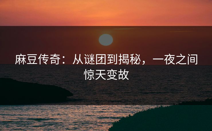 麻豆传奇：从谜团到揭秘，一夜之间惊天变故
