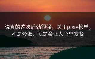 说真的这次后劲很强，关于pixiv榜单，不是夸张，就是会让人心里发紧