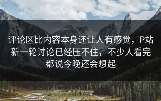 评论区比内容本身还让人有感觉，P站新一轮讨论已经压不住，不少人看完都说今晚还会想起